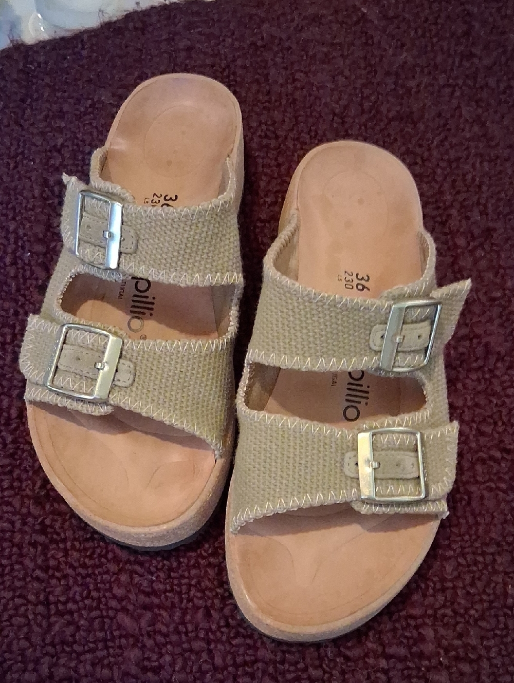 NWOT Papillio Olive Green Adjustable Buckle Sandals, Leather Footbed, Size 36. - Picture 7 of 8